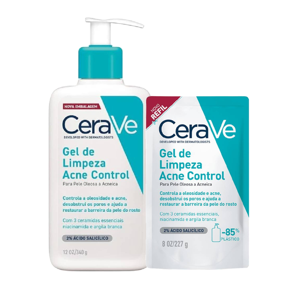 Kit Cerave Gel De Limpeza Facial Acne Control Refil 227g + Gel De Limpeza Facial Acne Control 340g