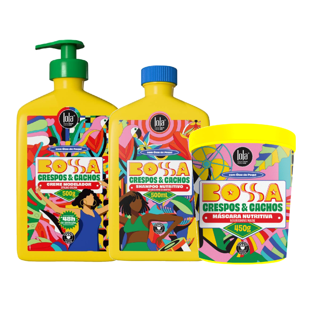 Kit Lola Cosmetics Shampoo Bossa 500ml + Creme Modelador Bossa 500g + Máscara Capilar Bossa 450g