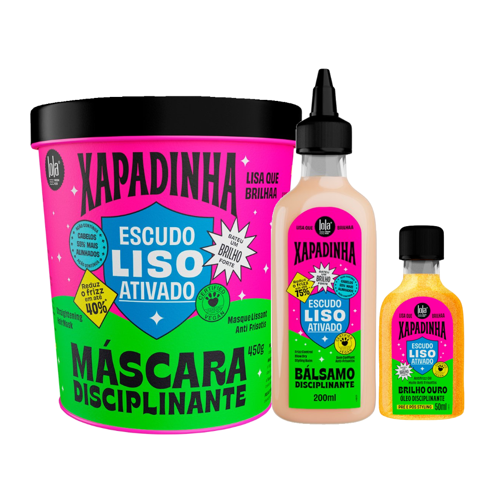 Kit Lola Cosmetics Óleo Disciplinante Xapadinha 50ml + Máscara Disciplinante Xapadinha 450g + Bálsamo Disciplinante Xapadinha 200ml