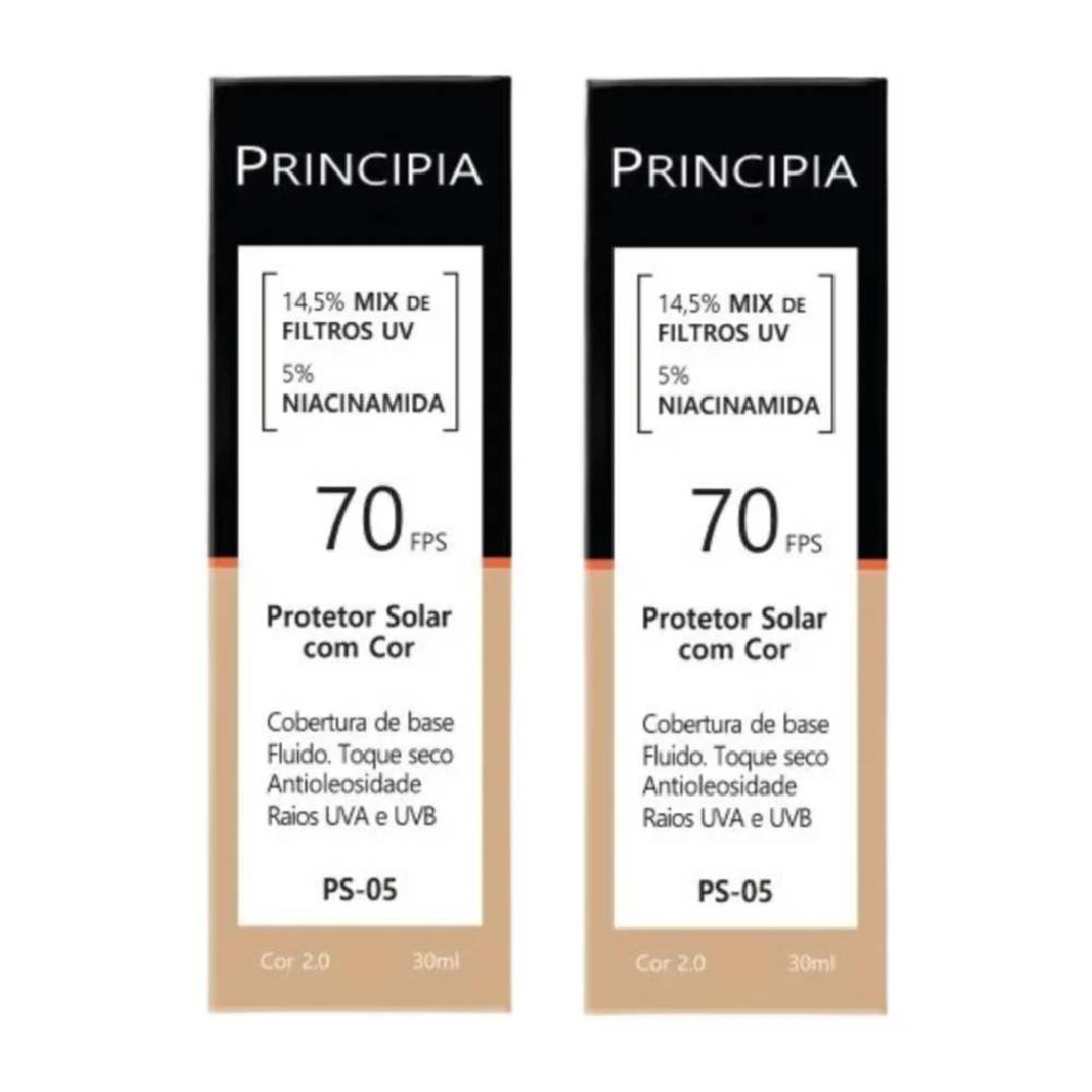 Kit Protetor Solar Facial Principia Ps-05 Cor 2.0 Fps70 30ml 2 Unidades