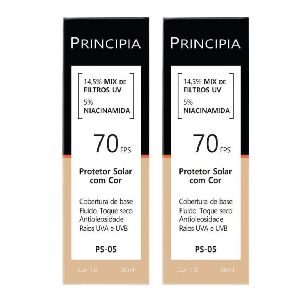 Kit Protetor Solar Facial Principia Ps-05 Cor 1.0 Fps70 30ml 2 Unidades