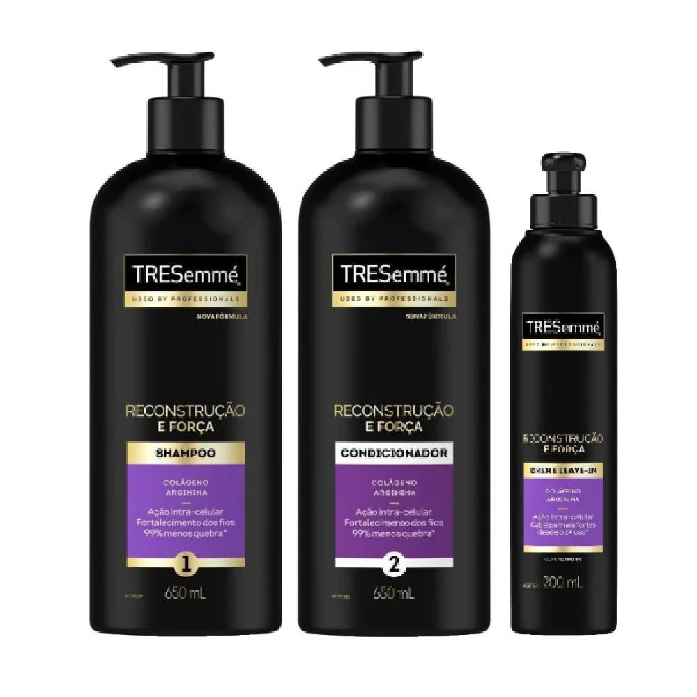 Kit Tresemme Condicionador Reconstrução E Força 650ml + Shampoo 650ml + Creme Leave In Capilar 200ml
