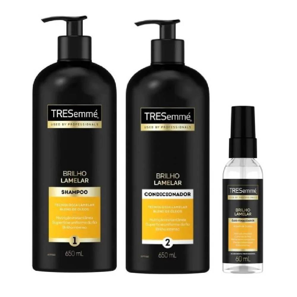 Kit Tresemme Condicionador Brilho Lamelar 650ml + Shampoo 650ml + Oleo Finalizador 60ml