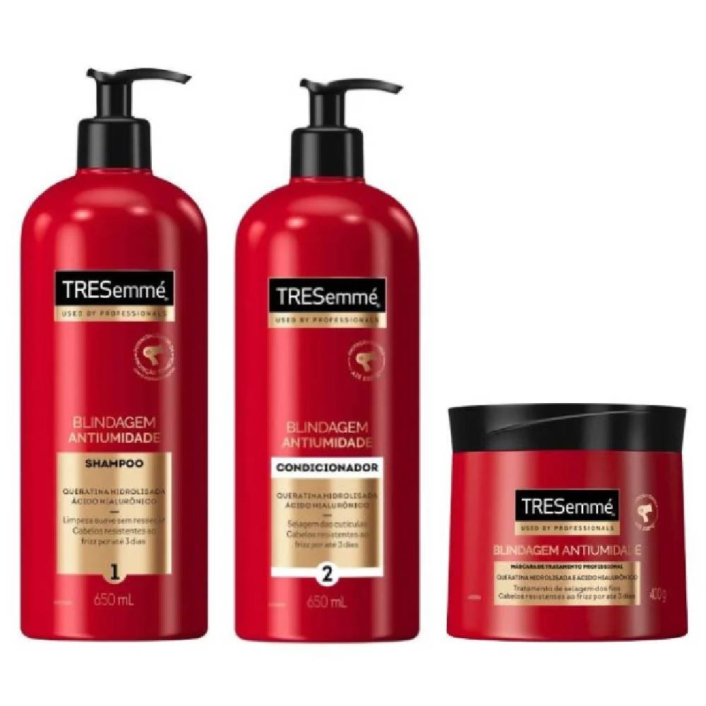 Kit Tresemme Shampoo Blindagem Antiumidade 650ml + Máscara De Tratamento Capilar 400g + Condicionador 650ml