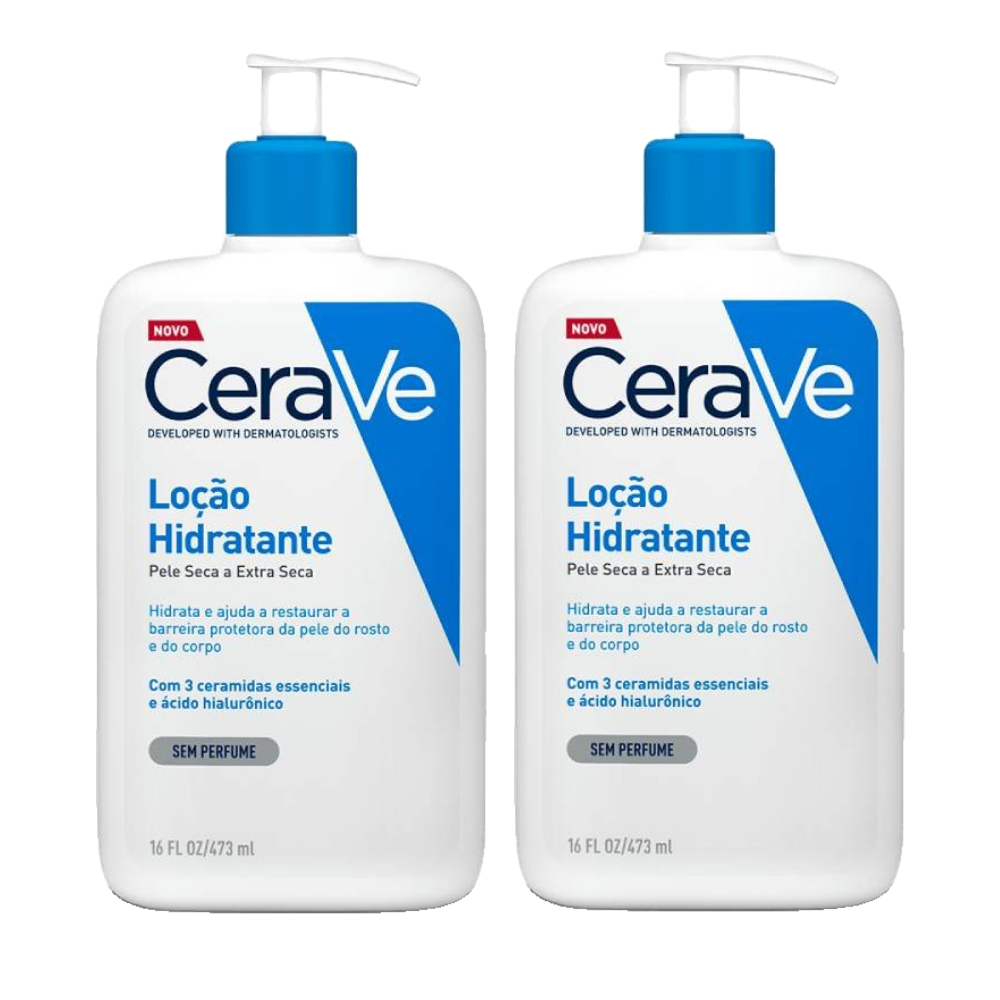 Kit Hidratante Corporal Cerave Loção Ácido Hialurônico Ceramidas Para Pele Seca 473ml 2 Unidades