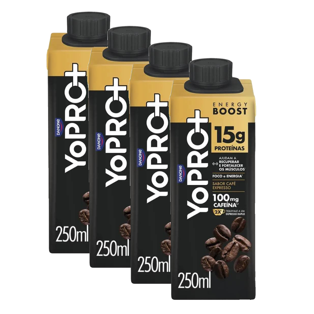Kit Bebida Láctea Yopro Energy Boost Café Expresso 15g 250ml 4 Unidades