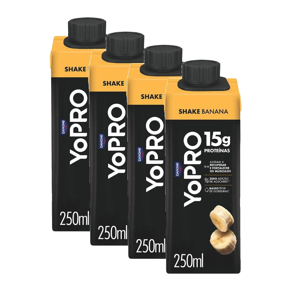 Kit Bebida Láctea Yopro Banana 15g 250ml 4 Unidades