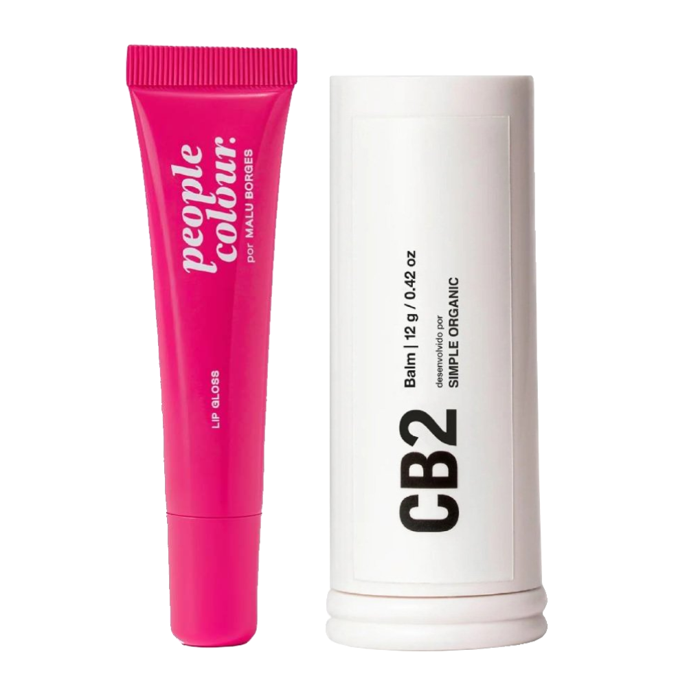 Kit Lip Gloss People Colour By Malu Borges Berry Muffin 10g + Cb2 Balm Simple Organic 12g