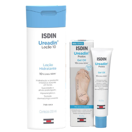 Kit Ureadin Loção Hidratante Corporal 10 200Ml + Hidratante Para Os Pés Isdin Podos Ureia 10% 80,25G
