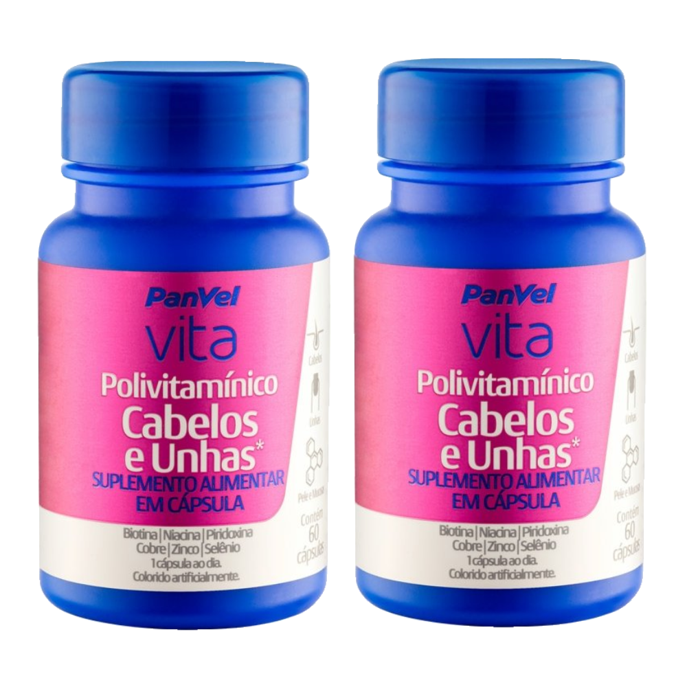 Kit Polivitamínico Cabelos Unhas Panvel Vita 60 Cápsulas 2 Unidades