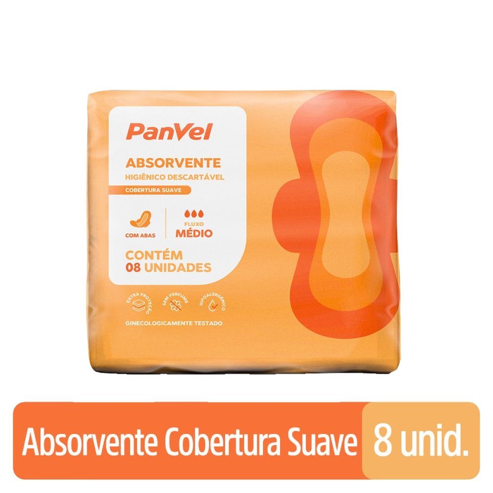 Kit Absorvente Panvel Essencial Cobertura Suave Com Abas 8 Unidades - 3 Unidades