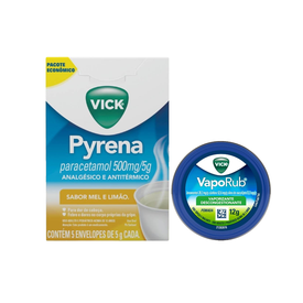 Kit antigripal Vick Pyrena 5 Sachês + Vaporub 12g