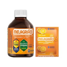 Kit tosse expectorante Melagrião Xarope 150ml + 5 Pastilhas Sabor Laranja