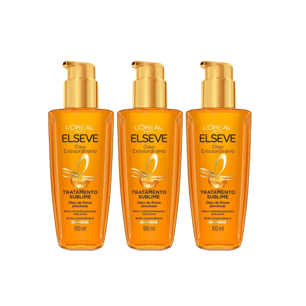 Kit Óleo Extraordinário Capilar Elseve Tratamento Reconstrutor L'oréal Paris 100ml - 3 Unidades 