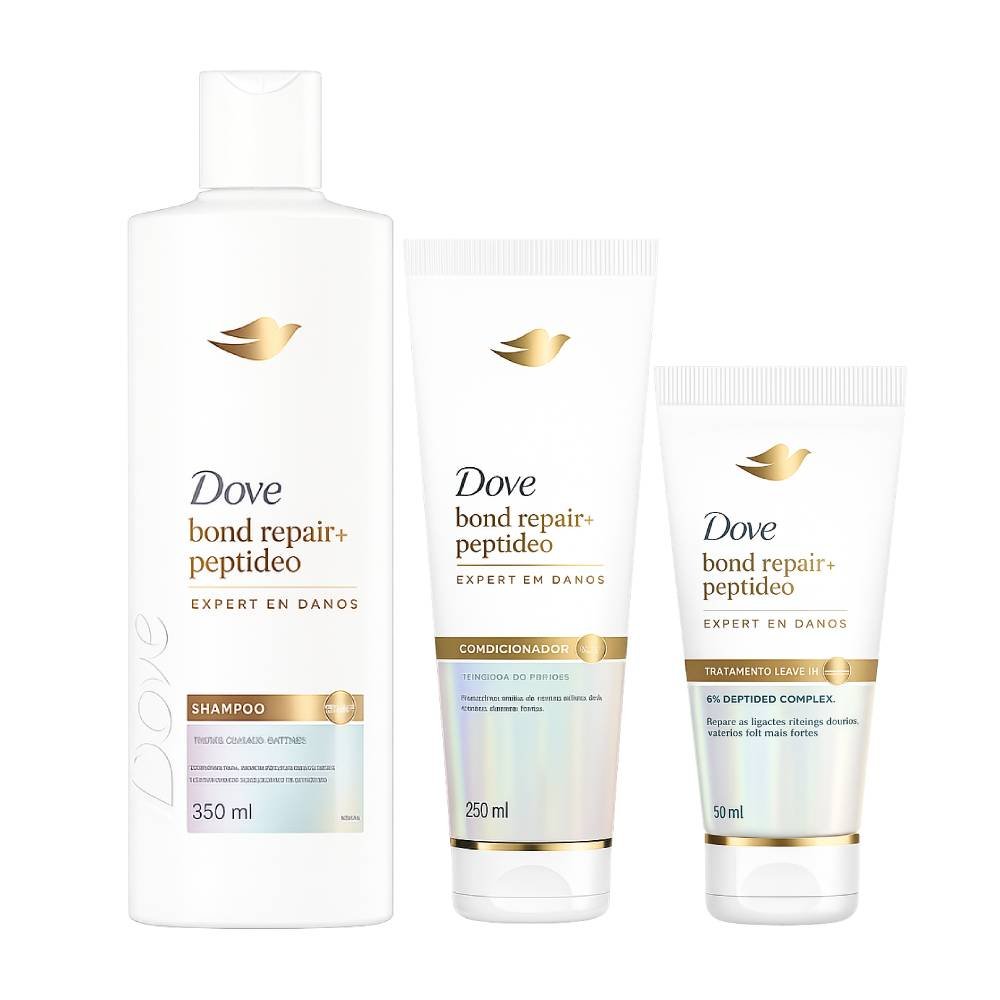 Kit Dove Creme Leave In Capilar Bond Intense Repair 50ml + Shampoo 350ml + Condicionador 250ml