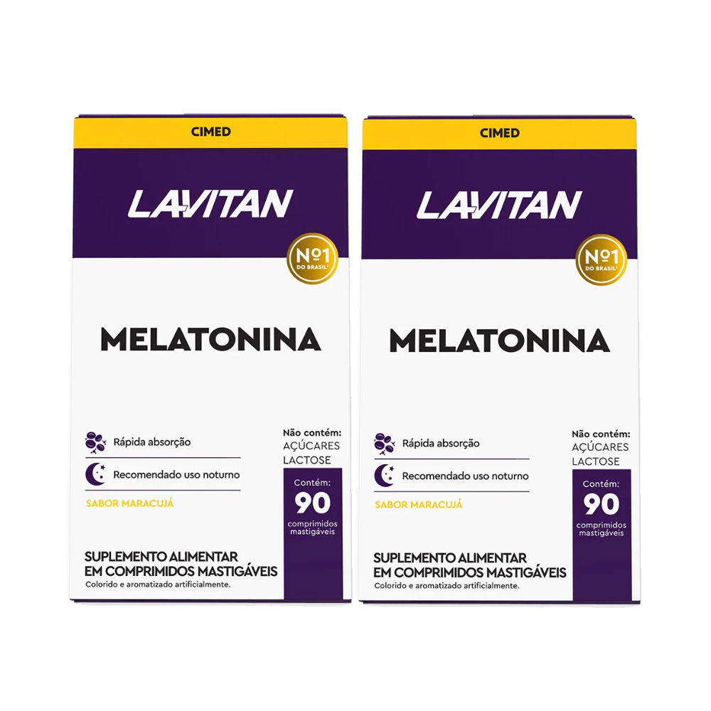 Kit Melatonina Lavitan Maracujá 90 Comprimidos Mastigáveis - 2 Unidades