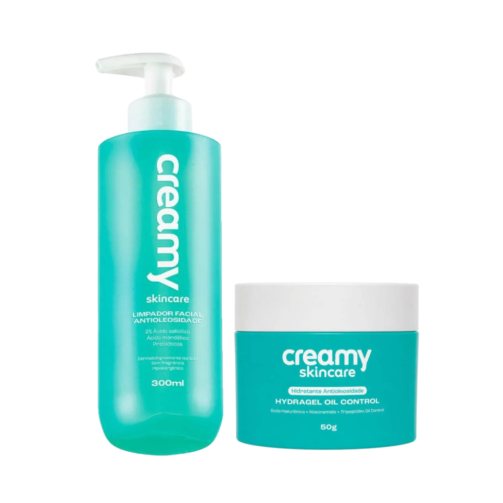 Kit Creamy Gel Hidratante Facial Hydragel Oil Control 50g + Limpador Facial Antioleosidade 300ml