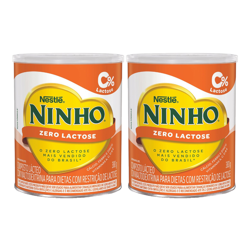 Kit Composto Lácteo Ninho Zero Lactose Lata 380g - 2 Unidades