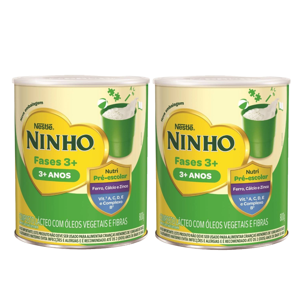 Kit Composto Lácteo Ninho Fases 3+ 800g - 2 Unidades