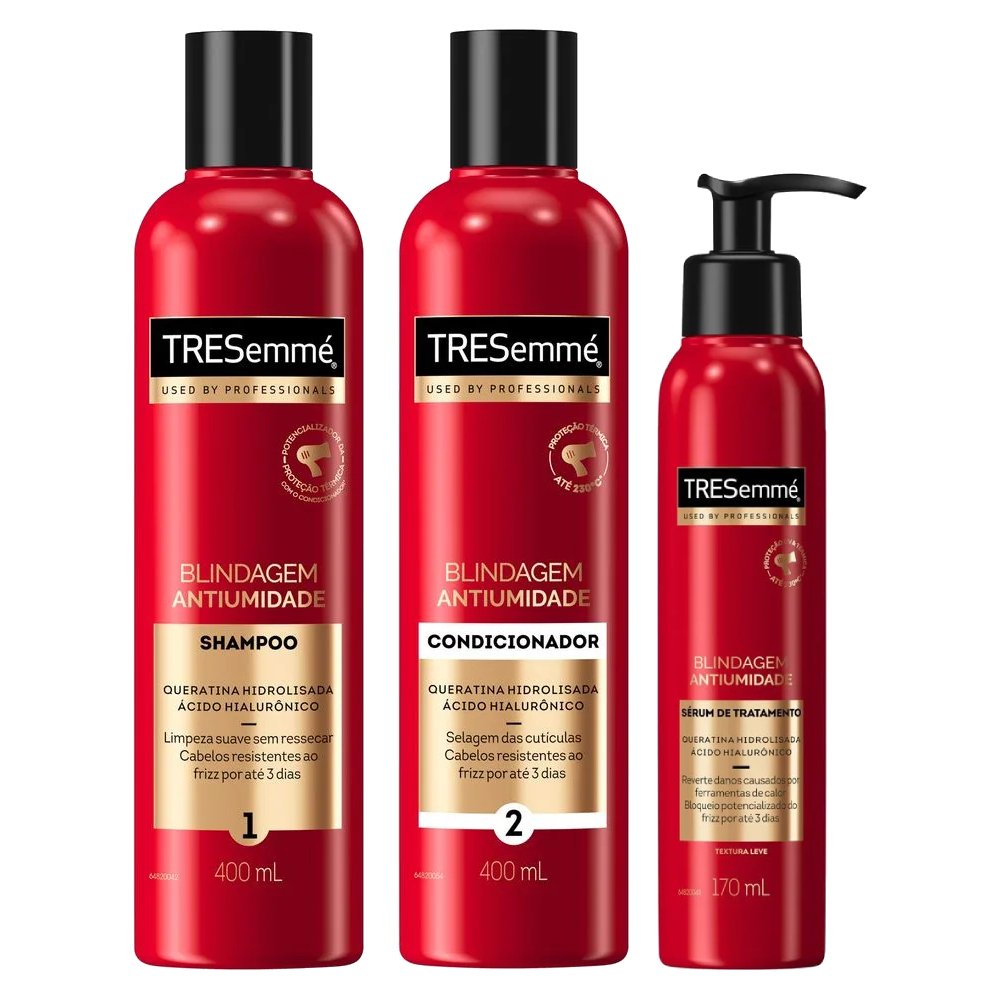 Kit Tresemme Sérum De Tratamento Capilar Tresemmé Blindagem Antiumidade 170ml + Shampoo 400ml + Condicionador 400ml