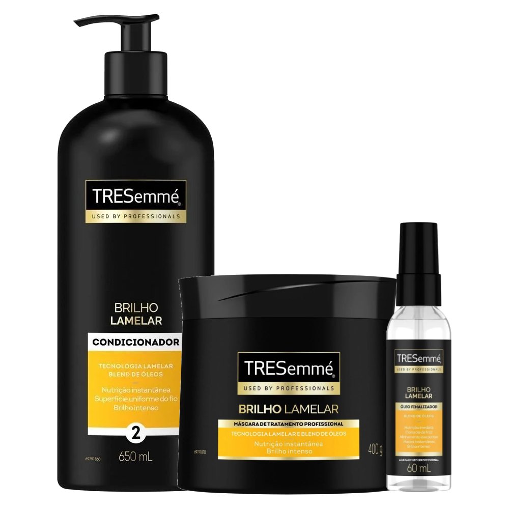Kit Tresemme Mascara De Tratamento Brilho Lamelar 400g + Condicionador 650ml + Oleo Finalizador 60ml