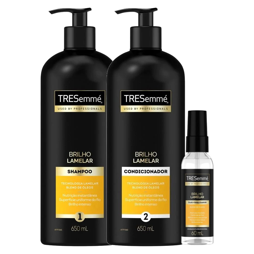 Kit Tresemme Oleo Finalizador Brilho Lamelar 60ml + Condicionador 650ml + Shampoo 650ml