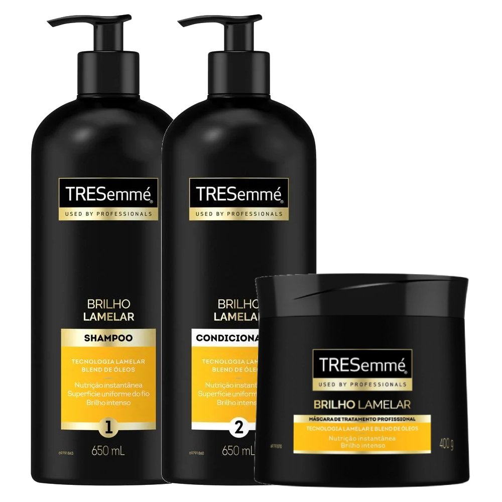 Kit Tresemme Mascara De Tratamento Brilho Lamelar 400g + Condicionador 650ml + Shampoo 650ml