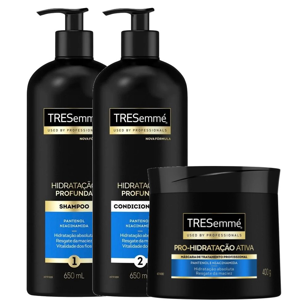 Kit Tresemme Condicionador Hidratacao Profunda 650ml + Shampoo 650ml + Máscara De Tratamento 400gr