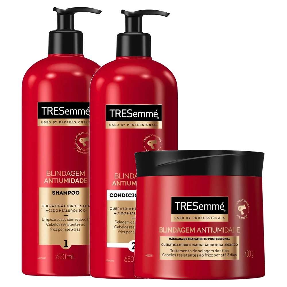 Kit Tresemme Máscara De Tratamento Capilar Tresemmé Blindagem Antiumidade 400g + Condicionador 650ml + Shampoo 650ml