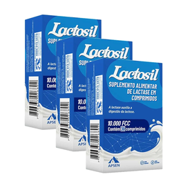 Kit Lactosil 10.000 Fcc Enzima Lactase 30 Comprimidos Apsen 3 unidades