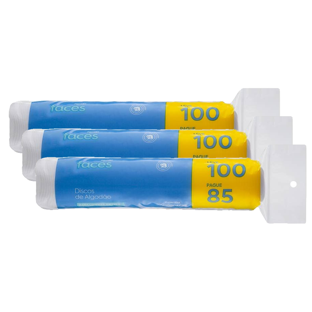 Kit Discos De Algodão Panvel Faces Leve 100 Pague 85 Unidades 3 Pacotes