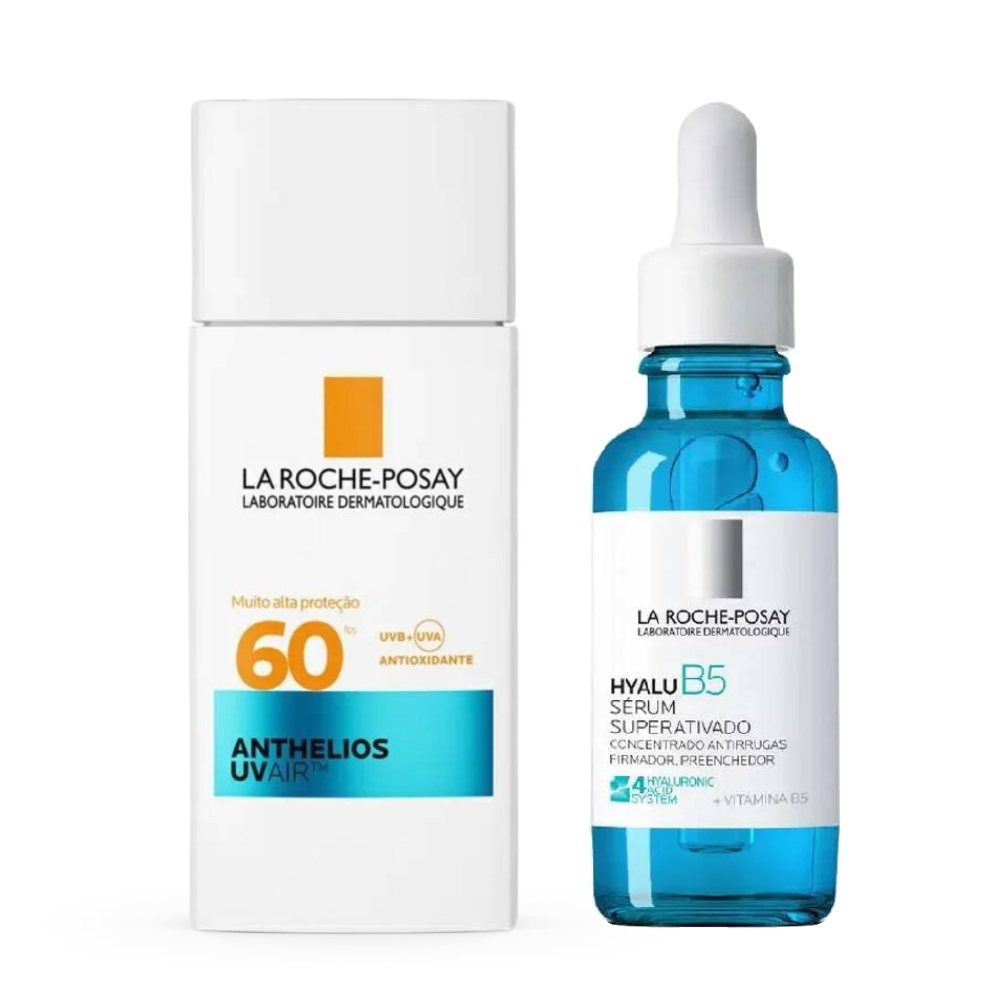 Kit La Roche-posay Protetor Solar Facial Anthelios Uvair Sem Cor Fps60 45ml + Sérum Facial Hidratante Hyalu B5 Ácido Hialurônico Anti Idade 30ml