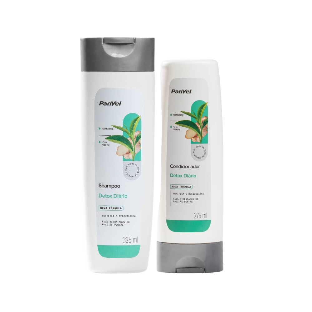 Kit Panvel Shampoo Detox Diário 325ml + Condicionador Detox Diário 275ml