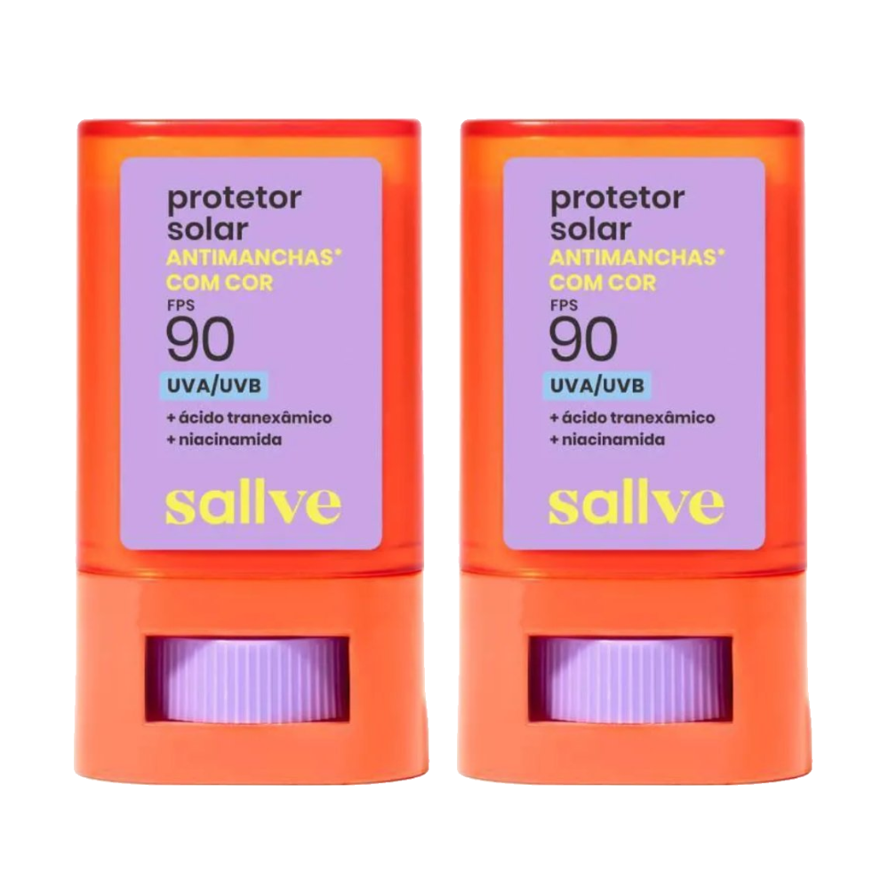 Kit Protetor Solar Facial Stick Sallve Cor 1 Fps90 15g 2 Unidades
