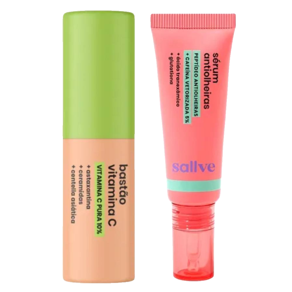 Kit Sallve Bastão Vitamina C 10% 10g + Sérum Antiolheiras 15g
