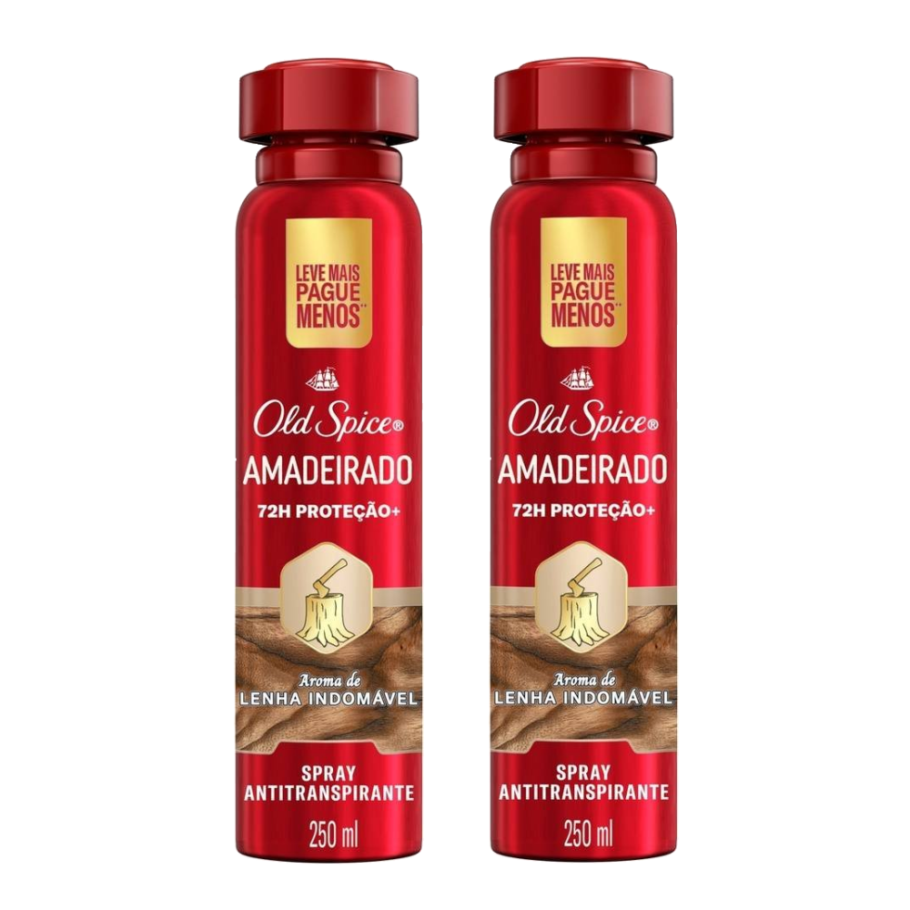 Kit Desodorante Antitranspirante Old Spice Aerossol Amadeirado 250ml 2 Unidades