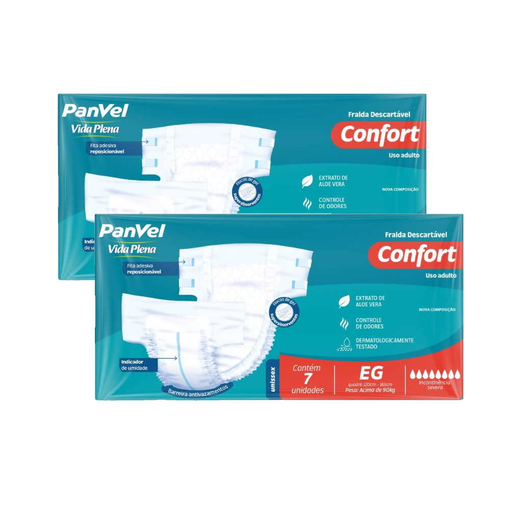 Kit Fralda Adulto Panvel Vida Plena Confort Eg 14 Unidades (2 Pacotes Com 7 Unidades Cada)