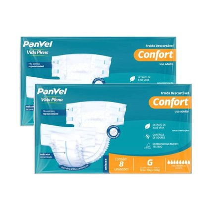 Kit Fralda Adulto Panvel Vida Plena Confort G 16 Unidades (2 pacotes com 8 Unidades cada)