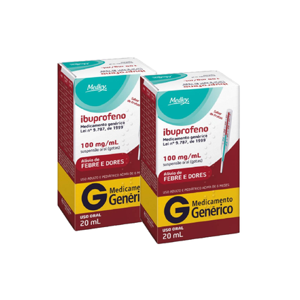 Kit Ibuprofeno 100Mg/Ml 20Ml Medley Genérico - 2 Unidades