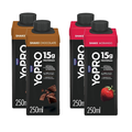 Kit Yopro Bebida Láctea Morango 15G 250Ml + Bebida Láctea Chocolate 15G 250Ml 4 unidades
