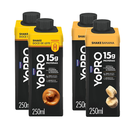 Kit Yopro Bebida Láctea Havanna Doce De Leite 15G 250Ml + Bebida Láctea Banana 15G 250Ml 4 unidades