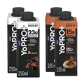 Kit Yopro Bebida Láctea Chocolate 23G Proteína + 5G Bcaas 250Ml + Bebida Láctea Energy Boost Cappuccino 15G 250Ml 4 unidades