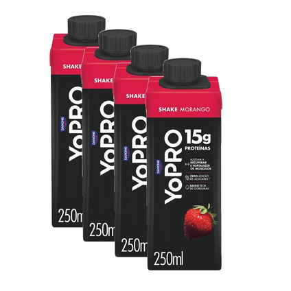 Kit Bebida Láctea Yopro Morango 15G 250Ml 4 unidades