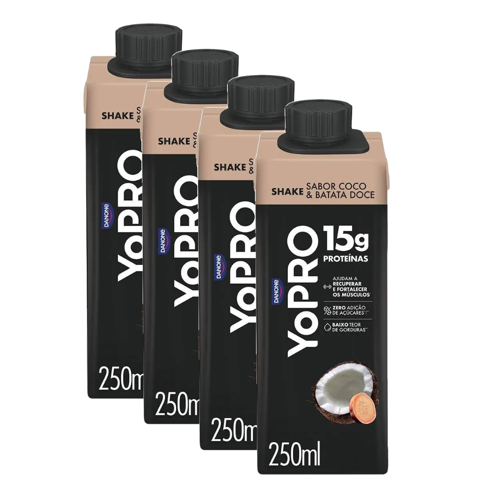 Kit Bebida Láctea Yopro Coco Com Batata-doce 15g 250ml 4 Unidades