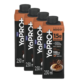 Kit Bebida Láctea Yopro Energy Boost Cappuccino 15G 250Ml 4 unidades
