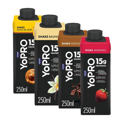 Kit Yopro Bebida Láctea Havanna Doce De Leite 15G 250Ml + Bebida Láctea Morango 15G 250Ml + Bebida Láctea Chocolate 15G 250Ml + Bebida Láctea Baunilha 15G 250Ml