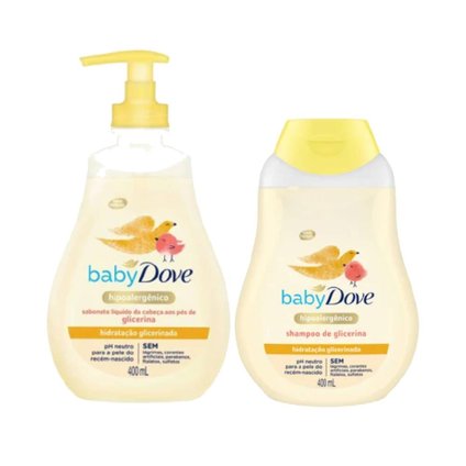 Kit Dove Shampoo Infantil Baby Hidratação Glicerinada 400Ml + Sabonete Líquido Da Cabeça Aos Pés Baby Hidratação Glicerinada 400 Ml
