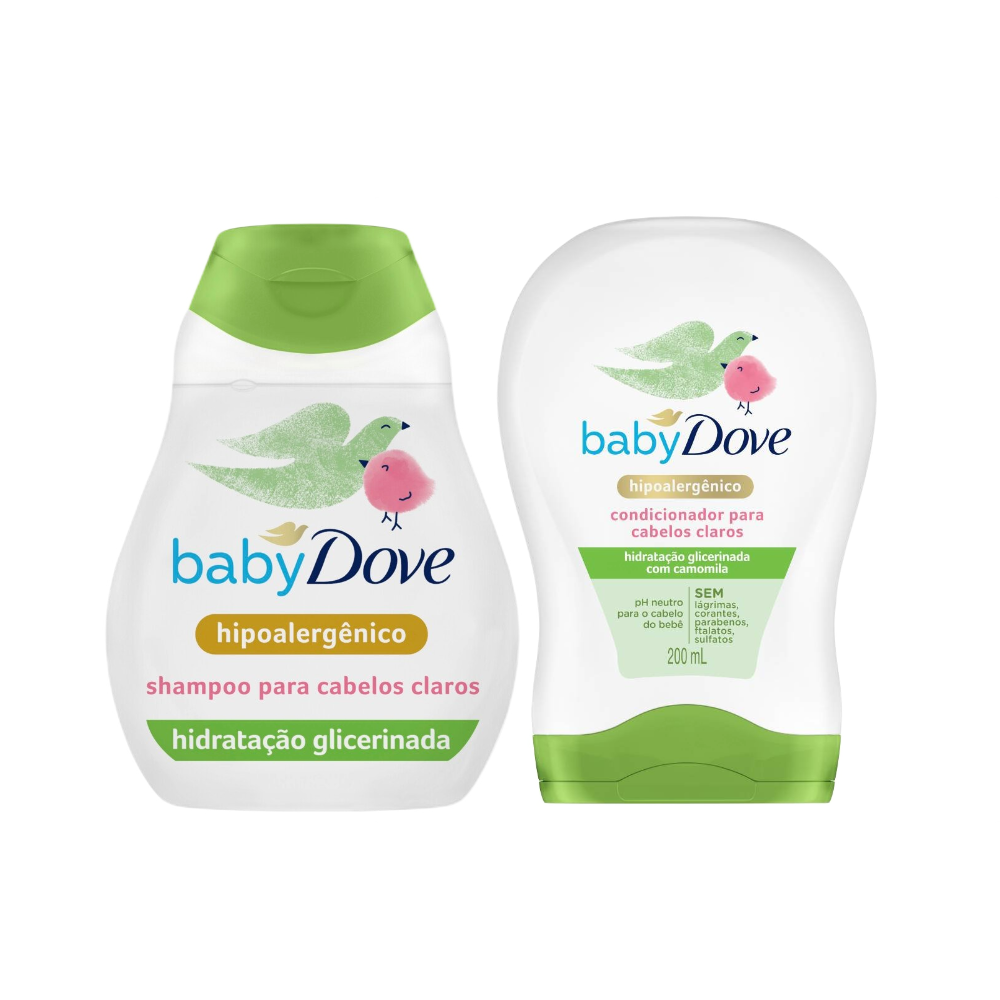 Kit Dove Condicionador Baby Hidratação Enriquecida Cabelos Claros 200ml + Shampoo Infantil Para Cabelos Claros 200ml