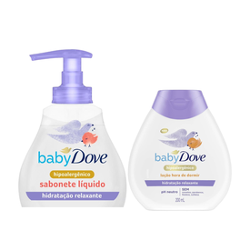 Kit Dove Loção Corporal Hidratação Relaxante Baby Hora De Dormir Frasco 200Ml + Sabonete Líquido Baby Hora De Dormir 200Ml