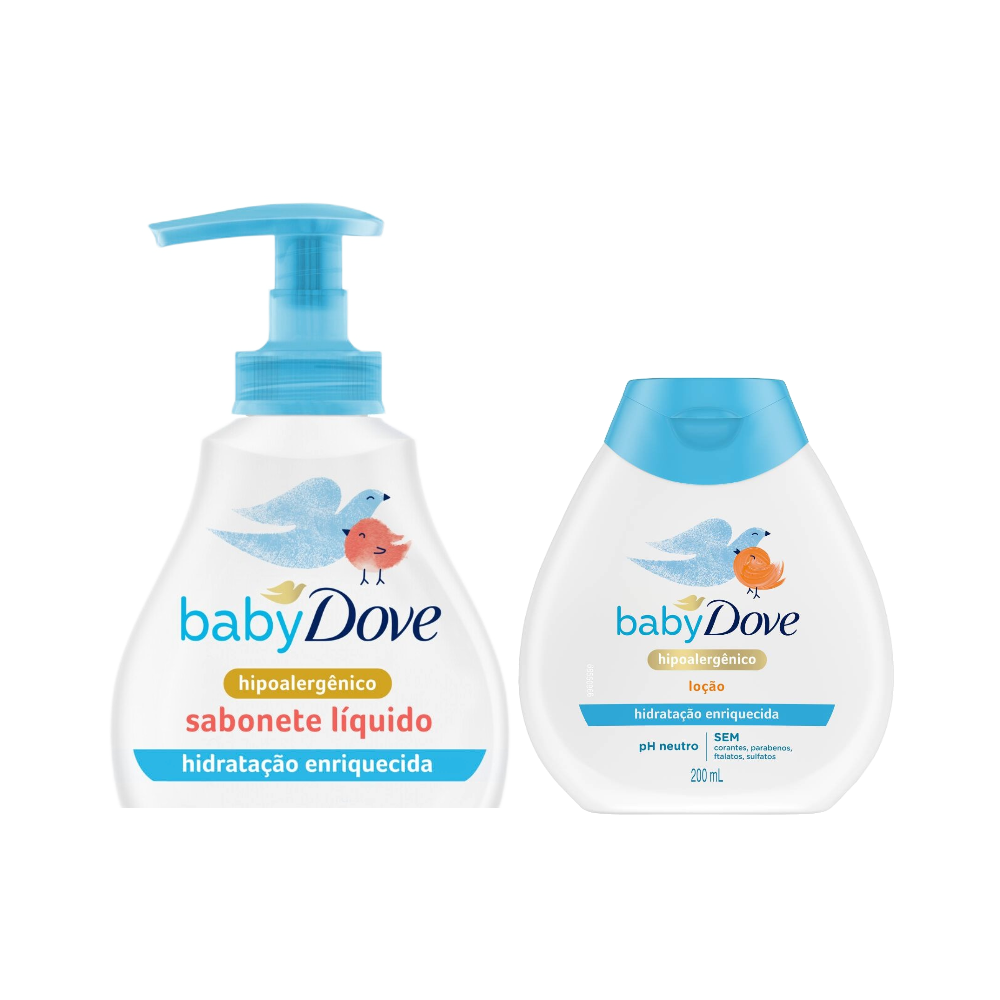 Kit Dove Loção Hidratante Baby Hidratação Enriquecida 200 Ml + Sabonete Líquido Baby Hidratação Enriquecida 200 Ml